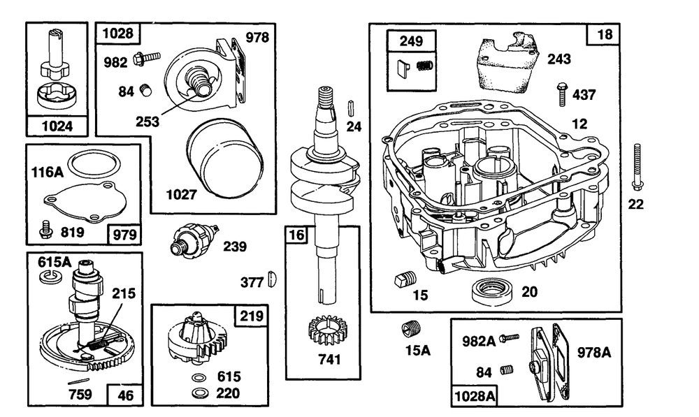 Sump Base Grp,oil Pump Parts Diagram and Parts List for 104772-0122-XX  Briggs and Stratton Engine